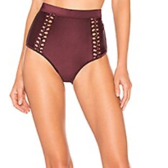ZIMMERMANN JUNIPER BUTTON EMBELLISHED BIKINI BOTTOM HIGH WAIST SIZE 0 MULBERRY - Picture 10 of 10